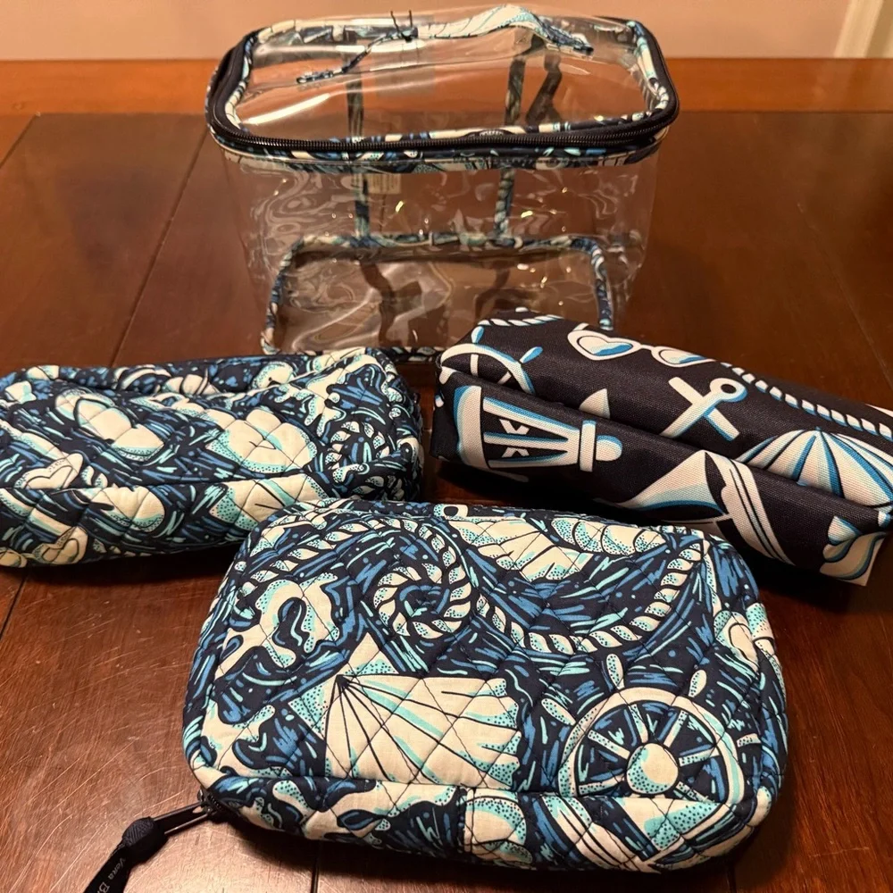 Vera Bradley 4 piece Travel Cosmetic Bag Set - Ocean Print (NWT) - Picture 5 of 6